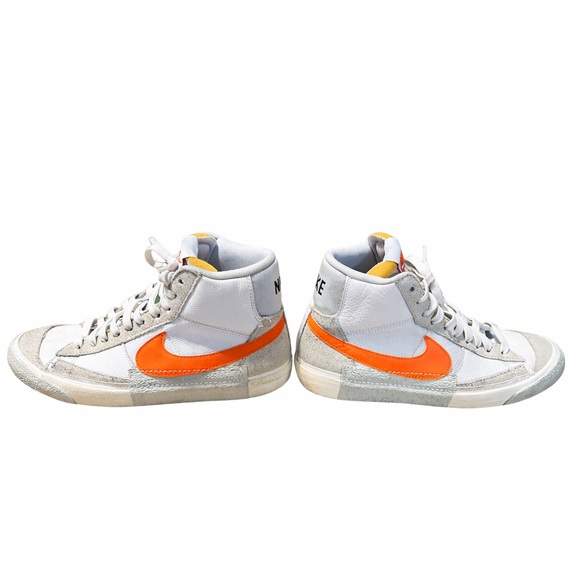 Nike Blazer Mid Size 8 DQ7673-103 White High Top Retro Orange Logo Shoes - Picture 2 of 15